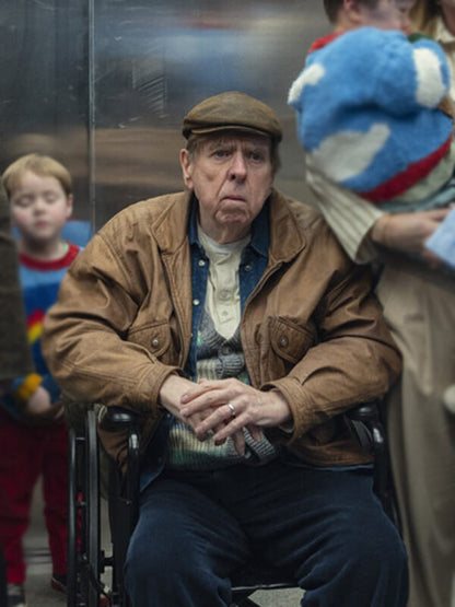 Goodbye June 2025 Timothy Spall Leather Jacket