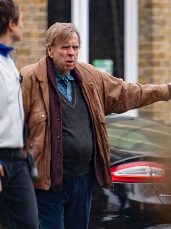Goodbye June 2025 Timothy Spall Leather Jacket