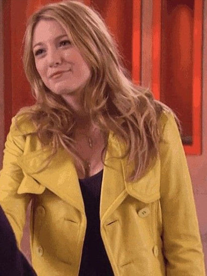 Gossip Girl Blake Lively Yellow Leather Coat