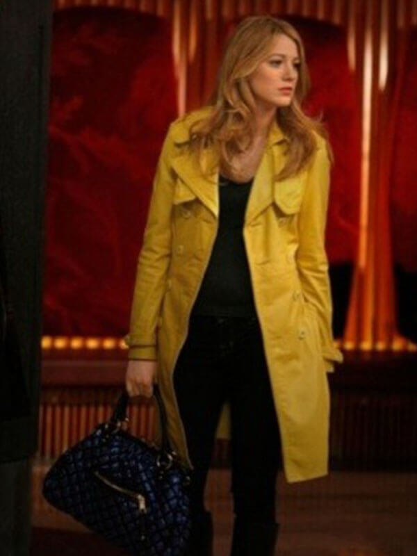 Gossip Girl Blake Lively Yellow Leather Coat