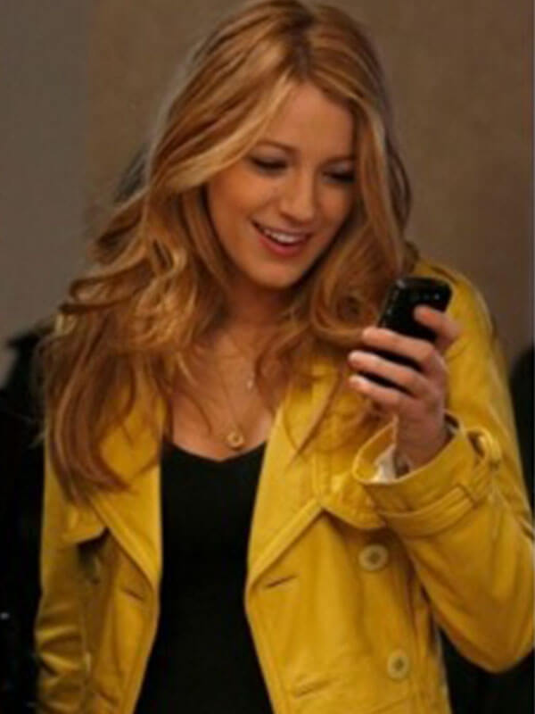 Gossip Girl Blake Lively Yellow Leather Coat