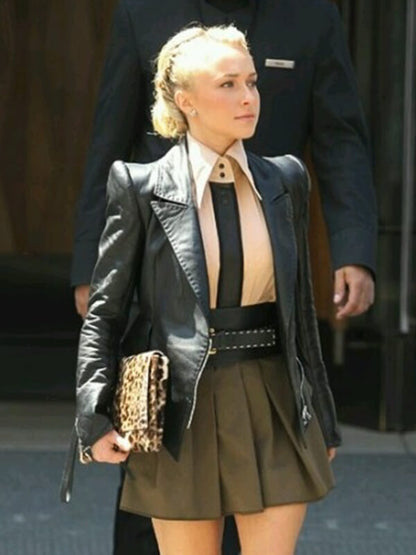 Hayden Panettiere Black Leather Blazer