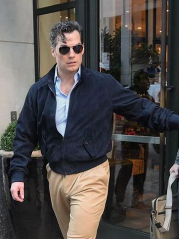 Henry Cavill Blue Suede Leather Jacket