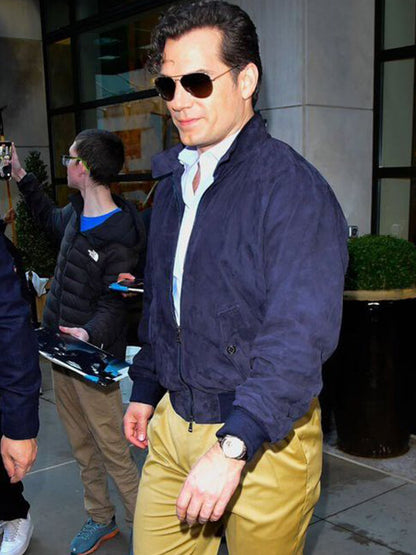 Henry Cavill Blue Suede Leather Jacket