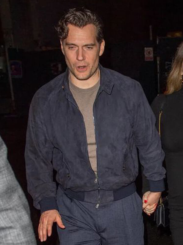 Henry Cavill Blue Suede Leather Jacket