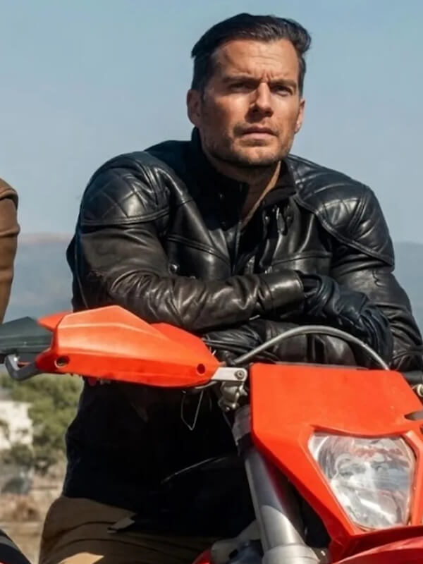 Henry Cavill In the Grey 2026 Black Leather Jacket