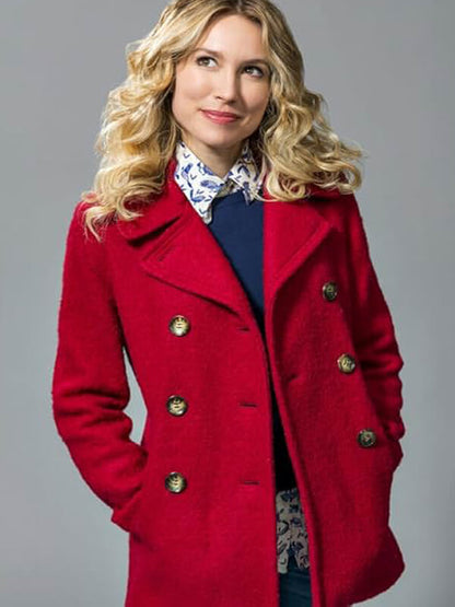 Holly Jensen One Starry Christmas Red Wool Coat