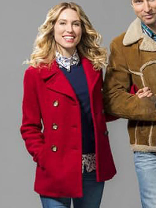 Holly Jensen One Starry Christmas Red Wool Coat