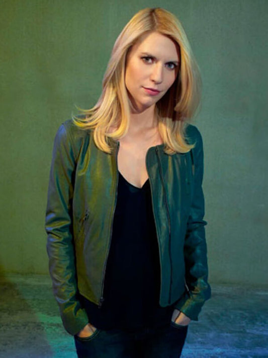 Homeland Claire Danes Grey Leather Jacket