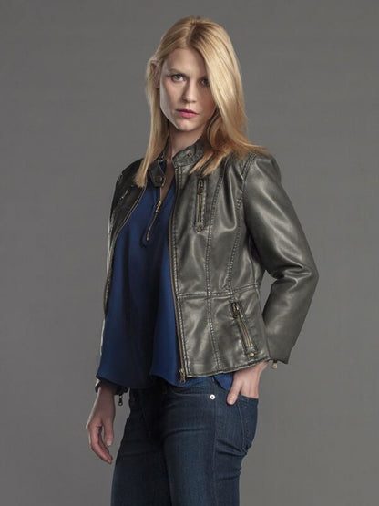 Homeland S08 Claire Danes Black Leather Jacket