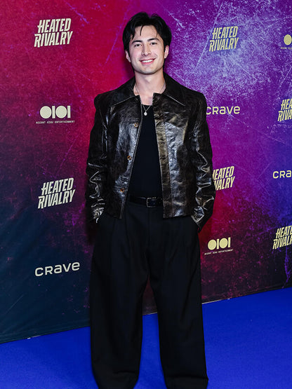 Hudson Williams Heated Rivalry 2025 Brown Leather Jacket