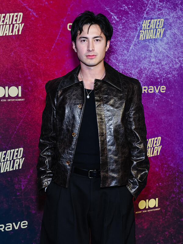 Hudson Williams Heated Rivalry 2025 Brown Leather Jacket