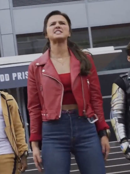 Hunter Dino Power Rangers Dino Fury Red Leather Jacket