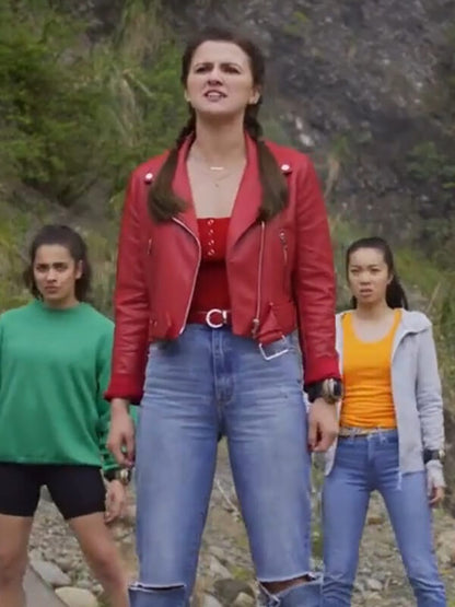 Hunter Dino Power Rangers Dino Fury Red Leather Jacket