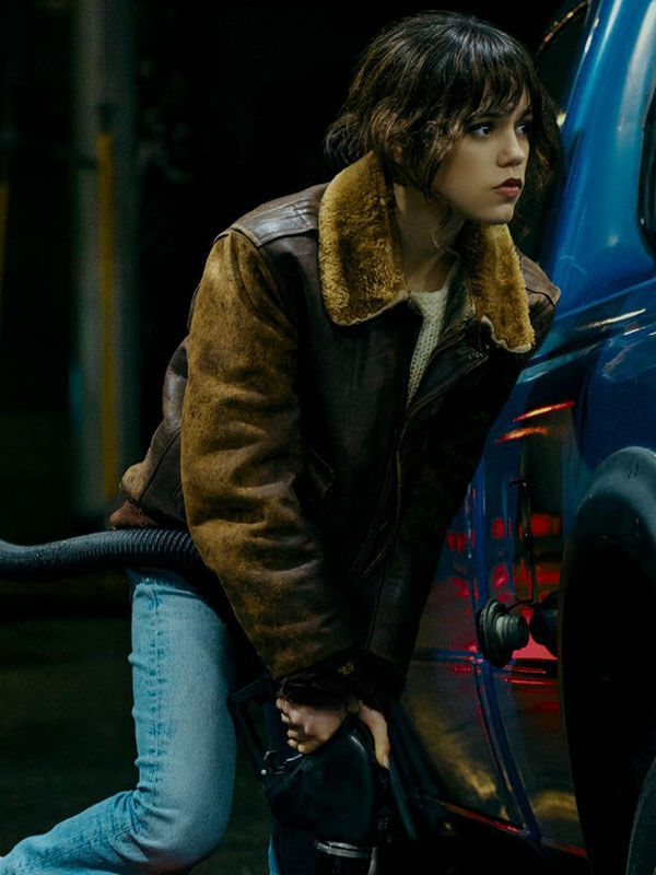 Hurry Up Tomorrow 2025 Jenna Ortega Brown Fur Jacket