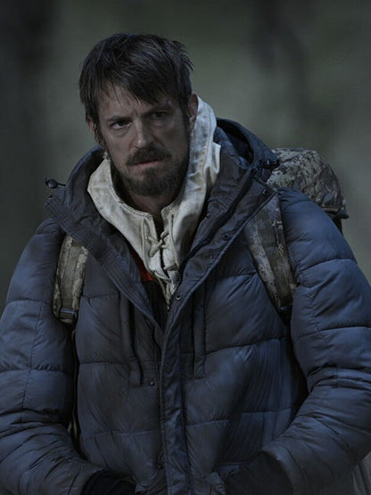 Ice Fall 2025 Joel Kinnaman Grey Puffer Jacket