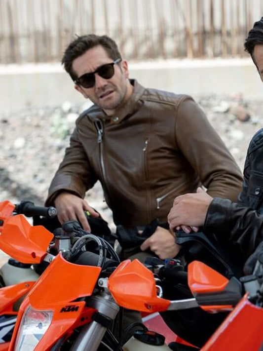 In the Grey 2026 Jake Gyllenhaal Brown Leather Jacket