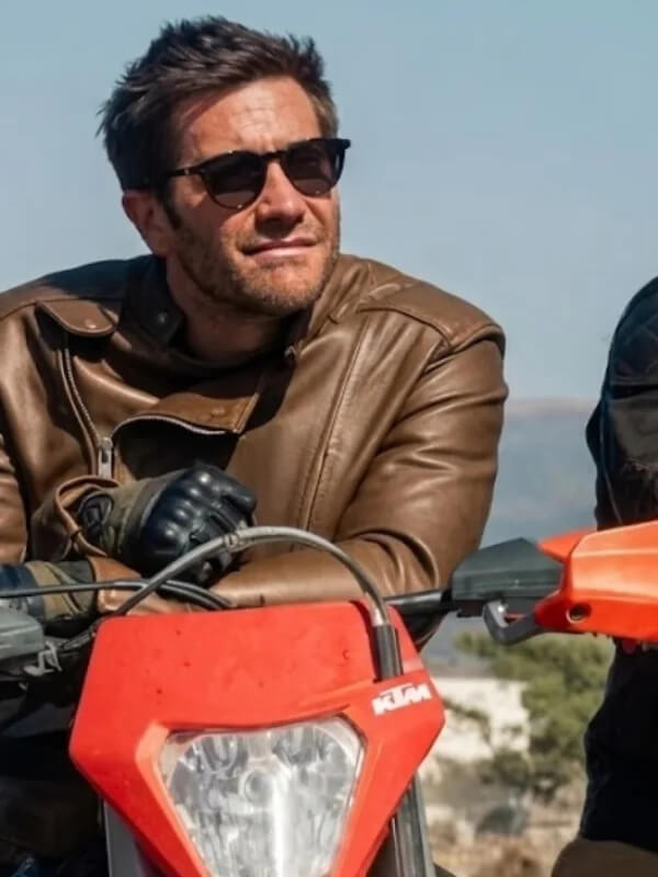 In the Grey 2026 Jake Gyllenhaal Brown Leather Jacket