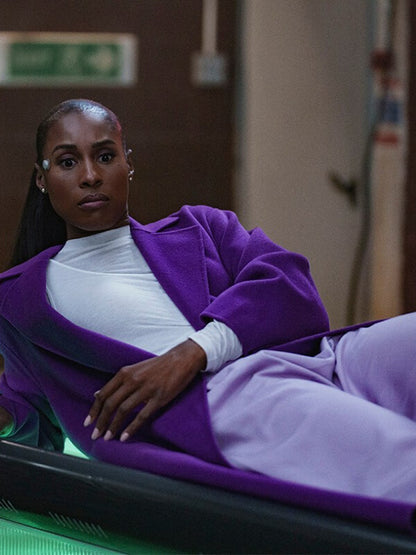 Issa Rae Black Mirror S07 Purple Wool Coat