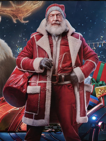 J.K. Simmons Red One Santa Claus Leather Coat