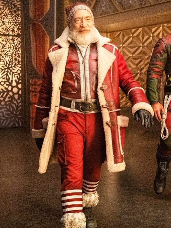 J.K. Simmons Red One Santa Claus Leather Coat