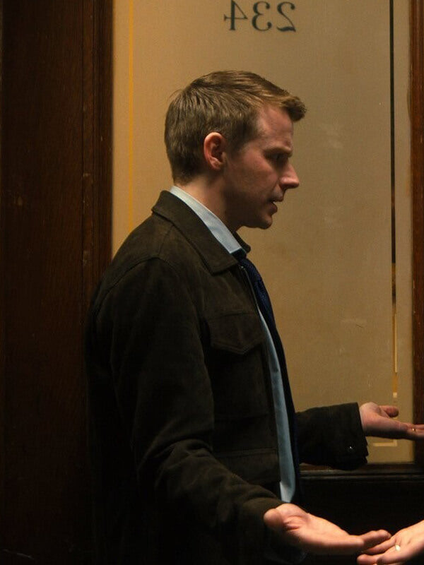 Jack Lowden Ella McCay 2025 Brown Wool Jacket