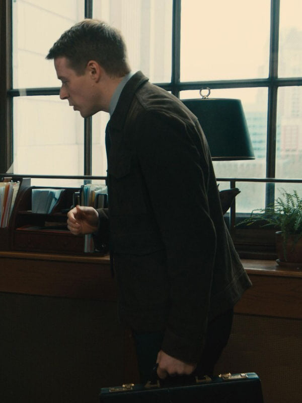 Jack Lowden Ella McCay 2025 Brown Wool Jacket