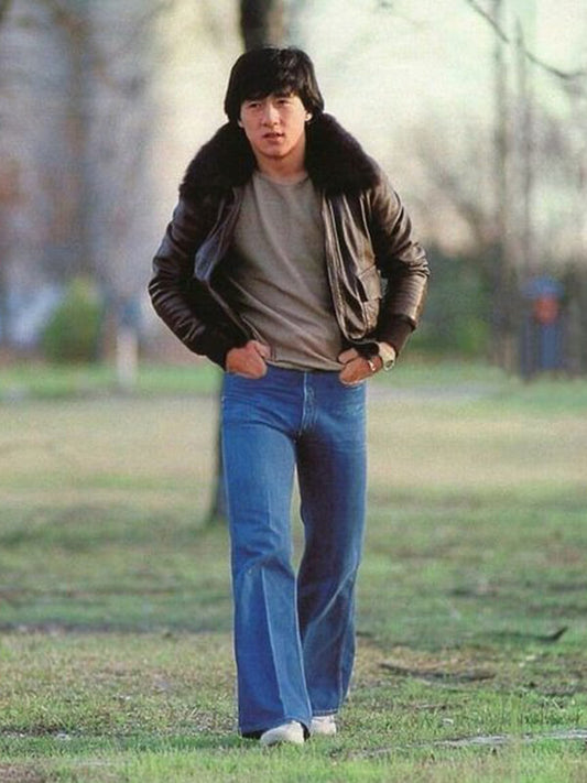 Jackie Chan Brown Leather Flight Jacket