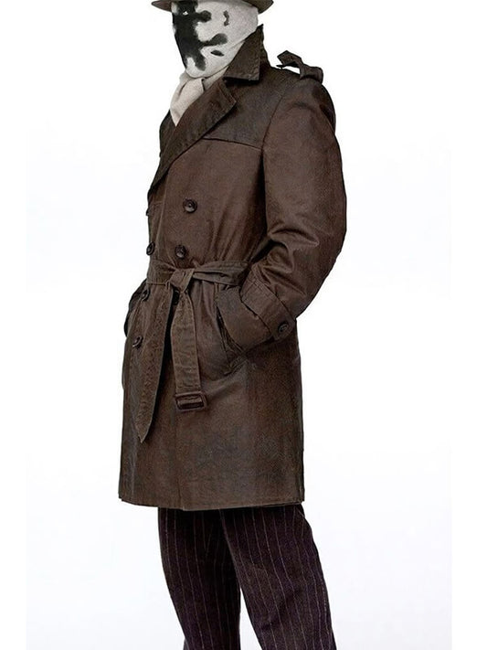 Jackie Earle Haley Watchmen Rorschach Brown Leather Coat