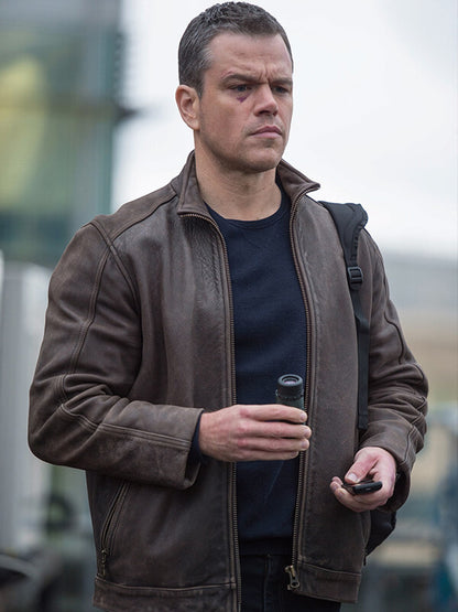 Jason Bourne 2016 Matt Damon Brown Leather Jacket