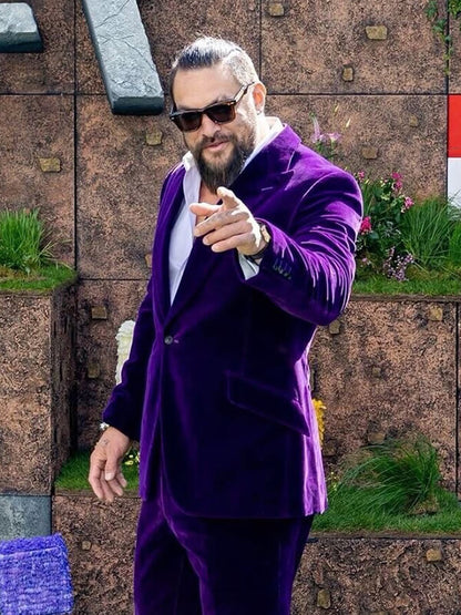  Jason Momoa Dune 3 Purple Velvet Jacket