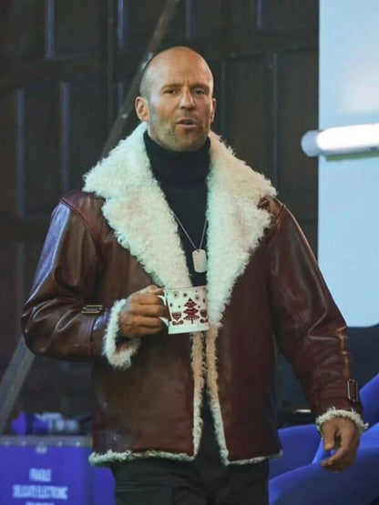 Jason Statham Holiday Ops Red Leather Jacket