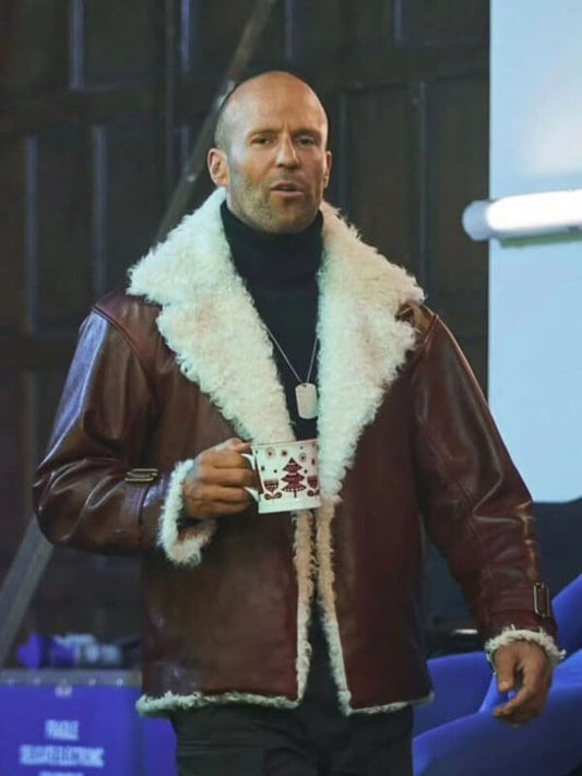 Jason Statham Holiday Ops Red Leather Jacket