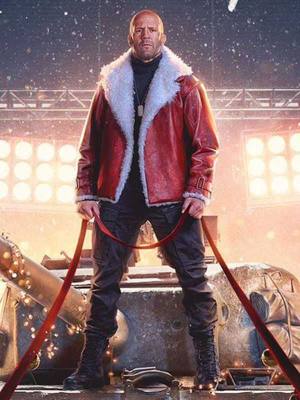 Jason Statham Holiday Ops Red Leather Jacket