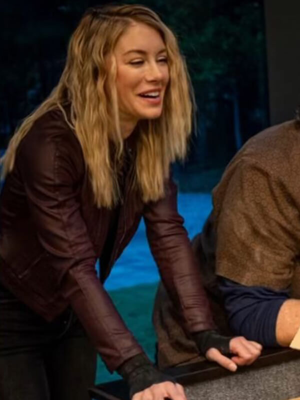 Jennifer Holland Peacemaker S02 Maroon Leather Jacket