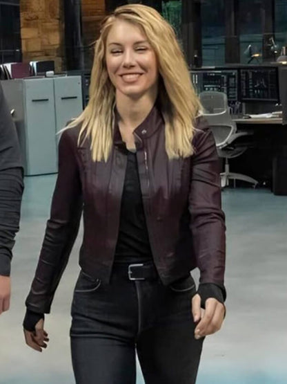 Jennifer Holland Peacemaker S02 Maroon Leather Jacket