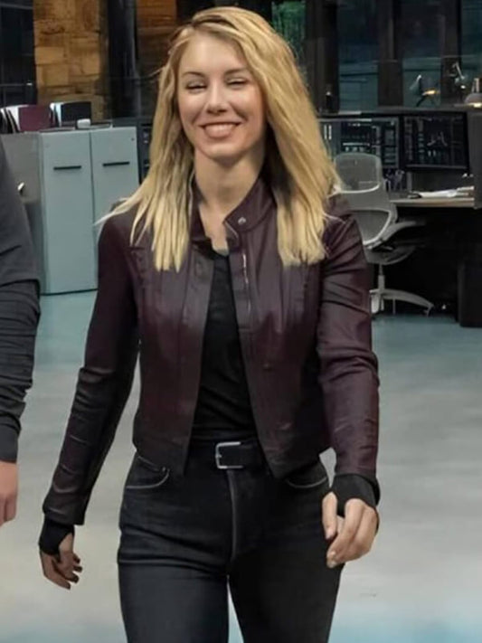 Jennifer Holland Peacemaker S02 Maroon Leather Jacket
