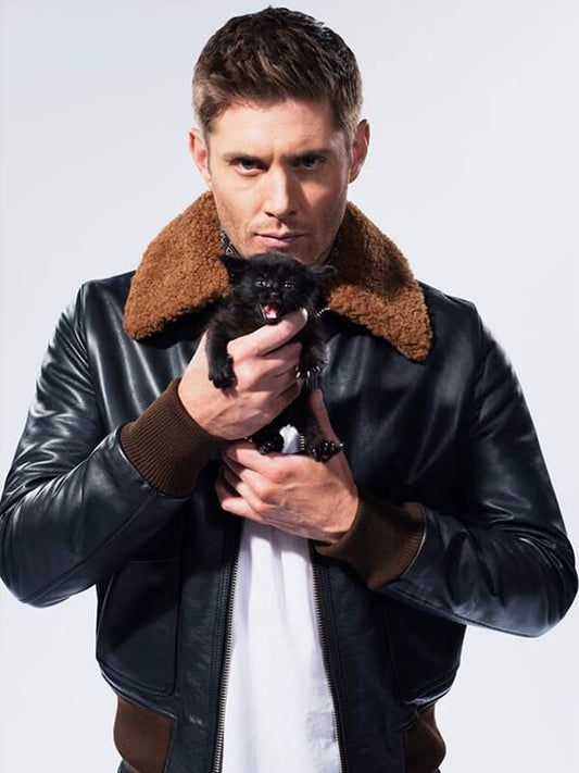 Jensen Ackles Supernatural Black Leather Jacket