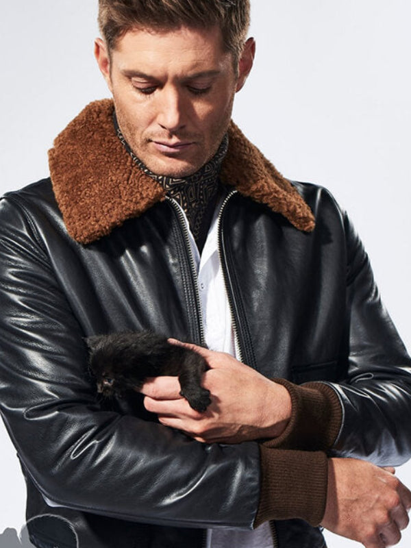Jensen Ackles Supernatural Black Leather Jacket