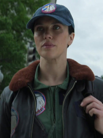 Jessica Brown Findlay Silo S03 Bomber Leather Jacket