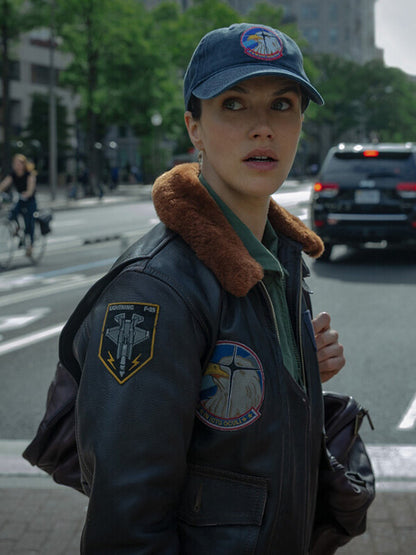 Jessica Brown Findlay Silo S03 Bomber Leather Jacket