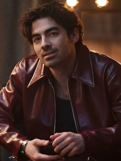 Joe Jonas A Very Jonas Christmas Red Leather Jacket