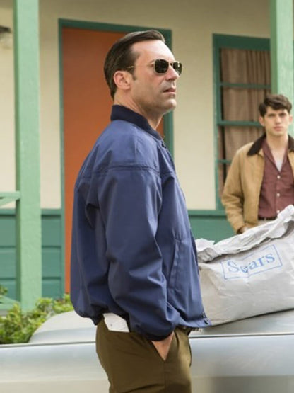 Jon Hamm Mad Men Don Draper Blue Bomber Jacket