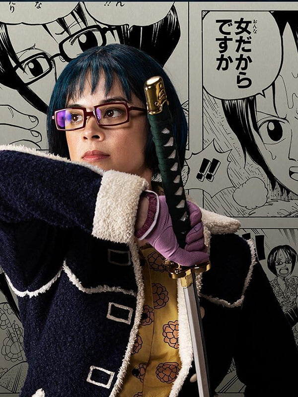 Julia Rehwald One Piece S02 Tashigi Blue Sherpa Jacket