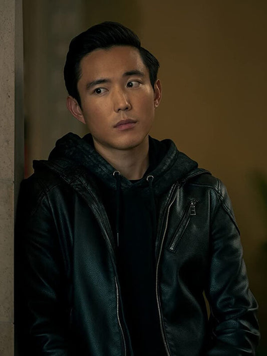 Justin H. Min The Umbrella Academy Black Leather Jacket