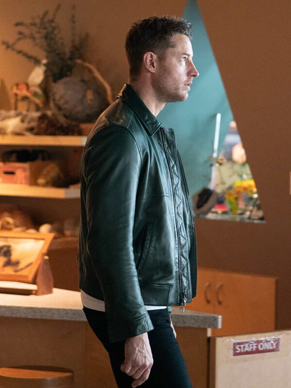 Justin Hartley Tracker S03 Green Leather Jacket