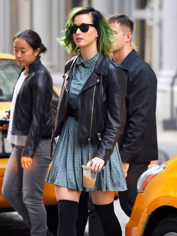 Katy Perry Biker Black Leather Jacket