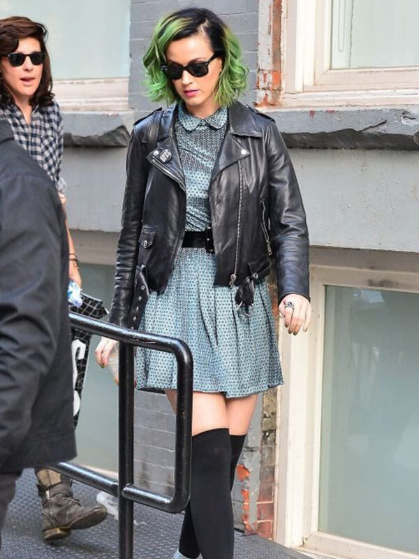 Katy Perry Biker Black Leather Jacket