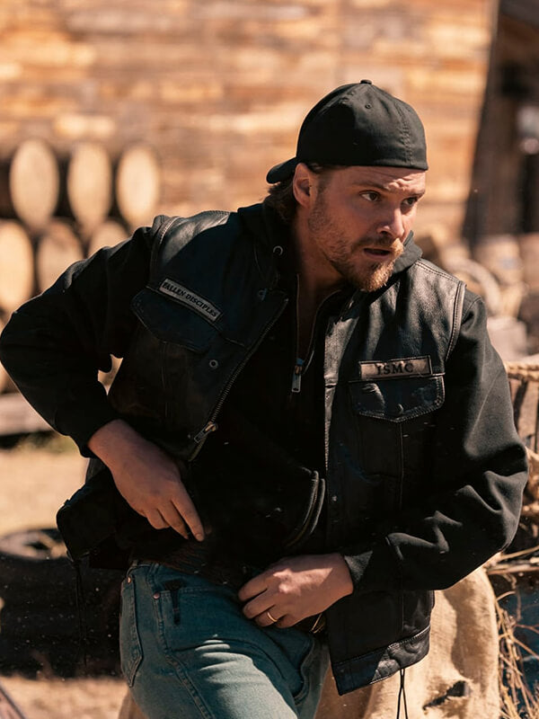 Kayce Dutton Marshals 2026 Black Leather Vest