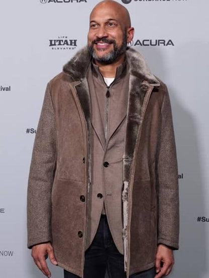 Keegan-Michael Key Buddy 2026 Suede Shearling Coat
